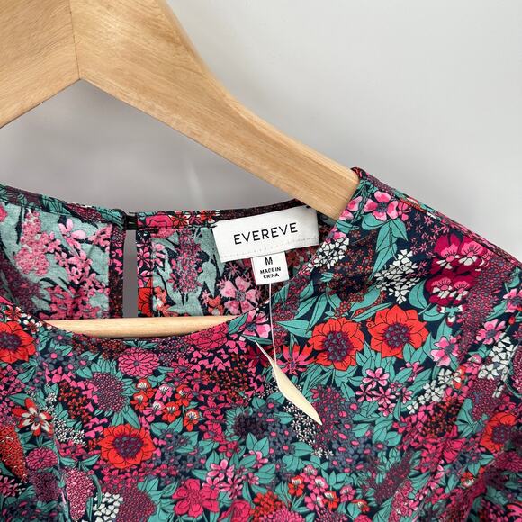 EVEREVE NWT Sutton Cotton Tie Waist Long Sleeve Floral Dress // M - Picture 9 of 16